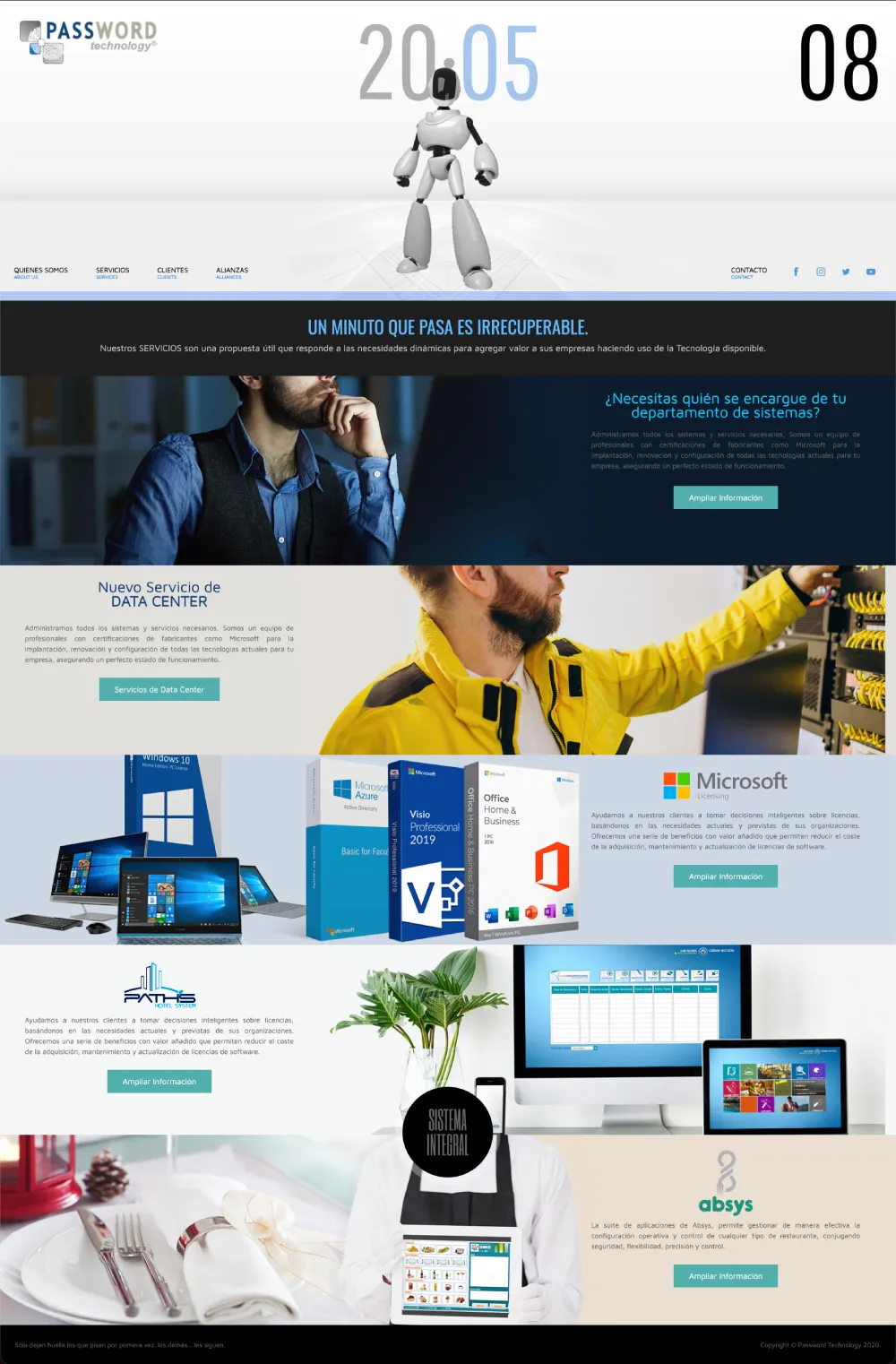 Landing page password technology